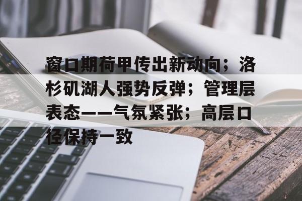 九游官网-窗口期荷甲传出新动向；洛杉矶湖人强势反弹；管理层表态——气氛紧张；高层口径保持一致的简单介绍